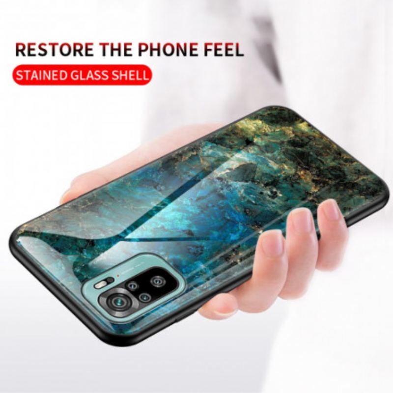 Cover Xiaomi Redmi Note 10 / 10S Marmorfarver Hærdet Glas