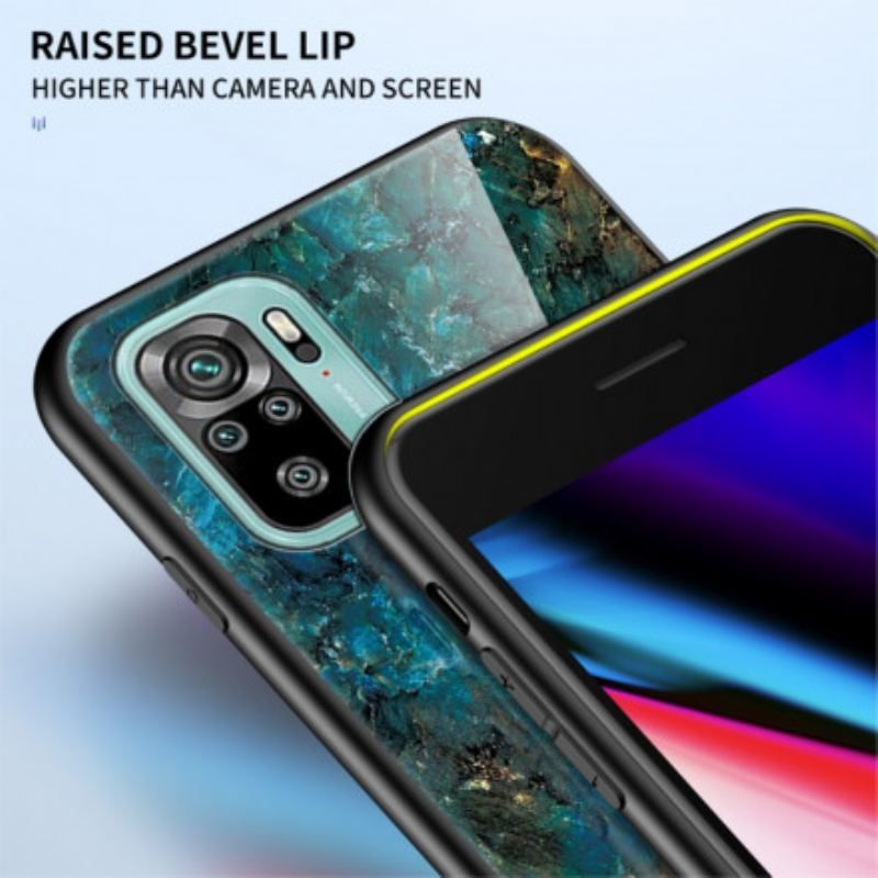 Cover Xiaomi Redmi Note 10 / 10S Marmorfarver Hærdet Glas