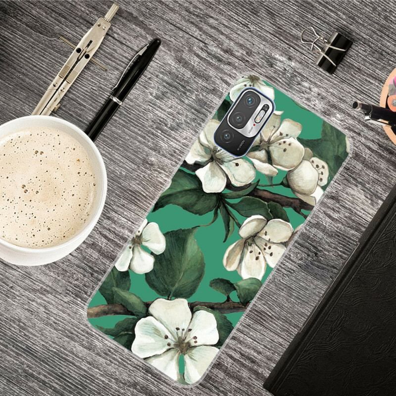 Cover Xiaomi Redmi Note 10 5G Malede Hvide Blomster