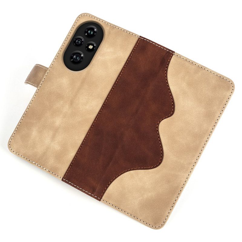 Læder Cover Honor 200 Pro Telefon Etui Tofarvet Design