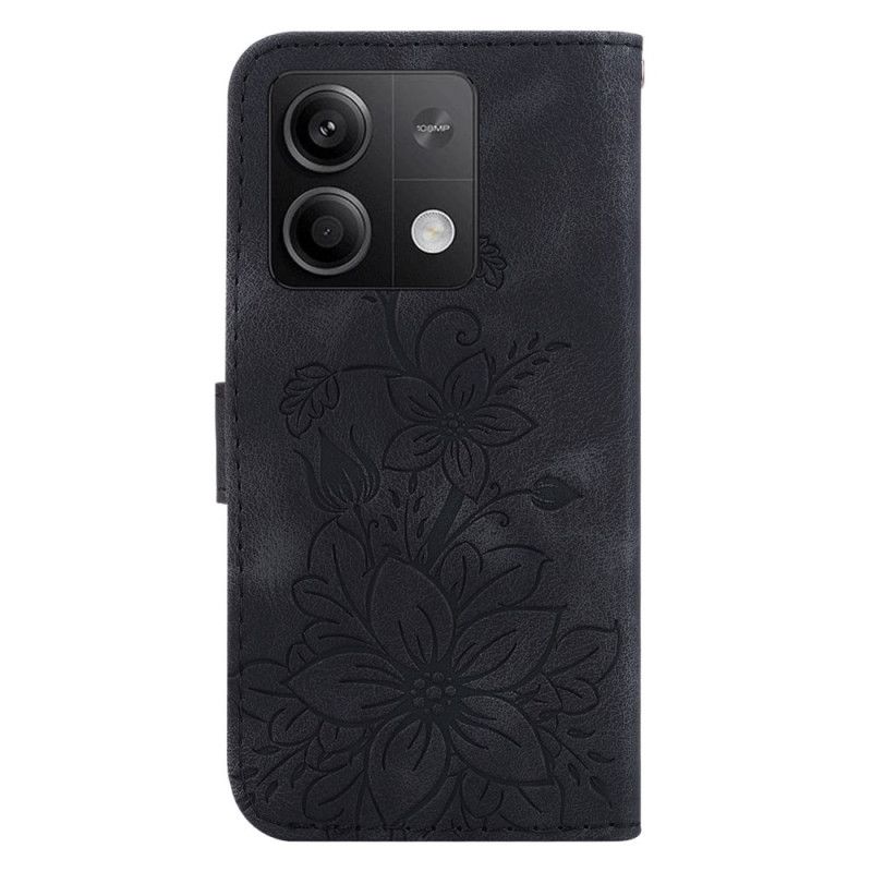 Flip Cover Xiaomi Redmi Note 13 5g Blomstermønster Med Rem