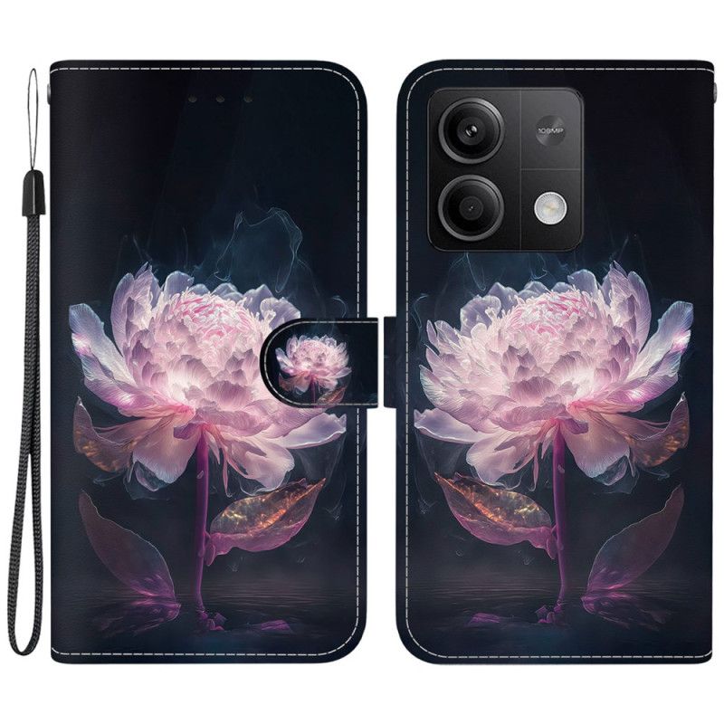 Flip Cover Xiaomi Redmi Note 13 5g Lilla Pæon Med Rem