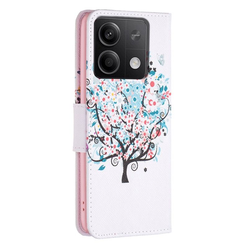 Læder Cover Xiaomi Redmi Note 13 5g Telefon Etui Blomstrende Træ