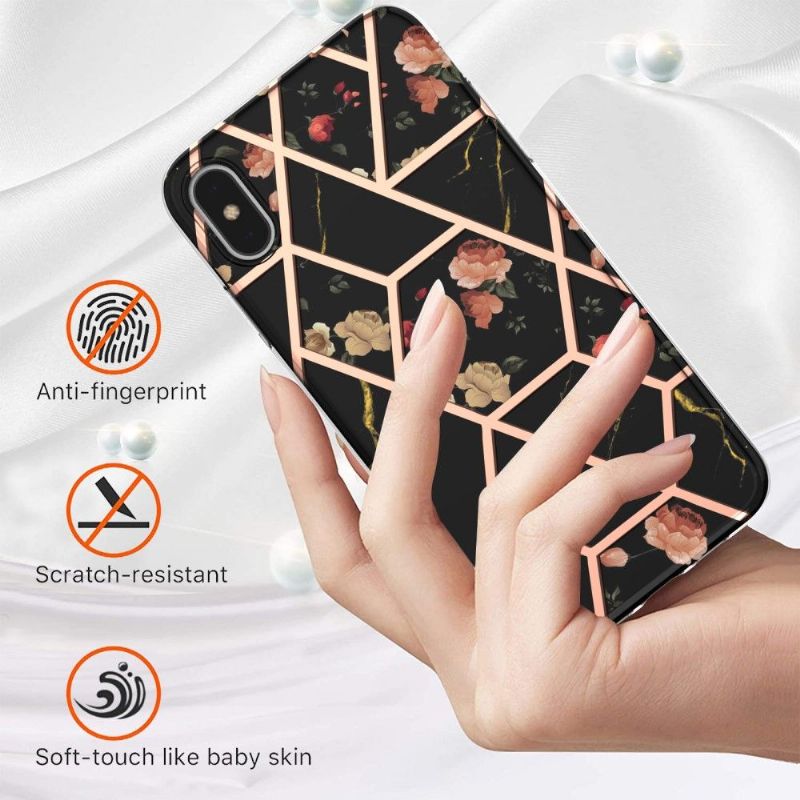 Cover iPhone XS Max Marmor Og Blomster