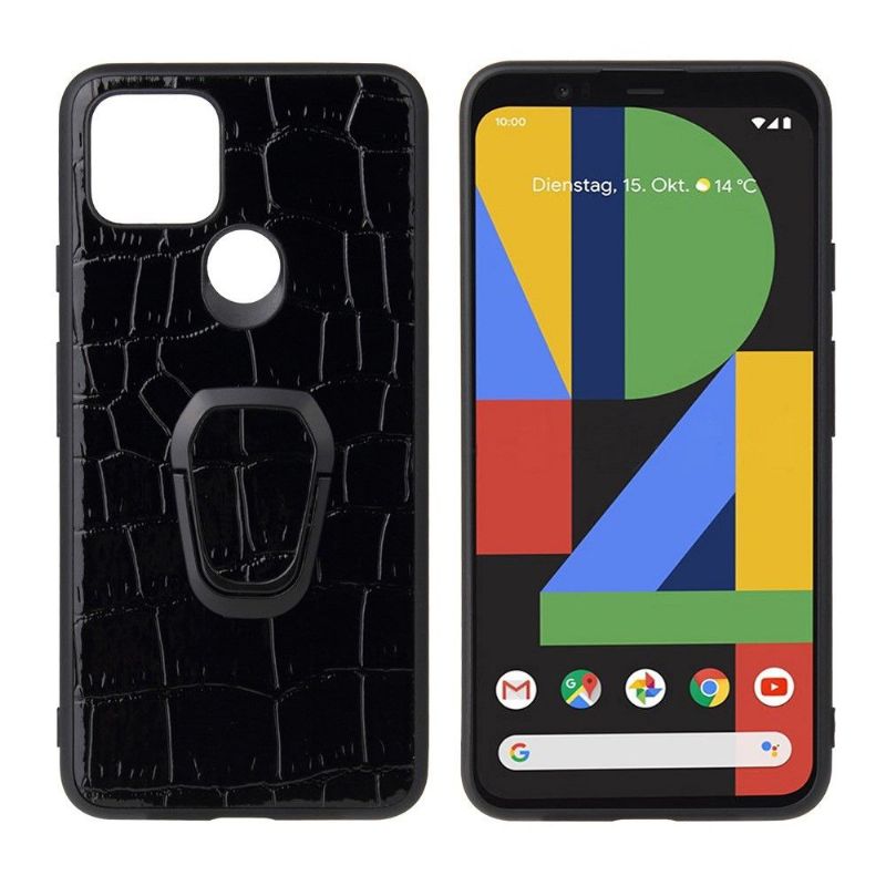 Cover Google Pixel 5 Hemming Croc Effekt Med Ring