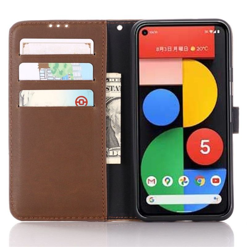 Etui Google Pixel 5 Flip Cover Retro Kunstlæder