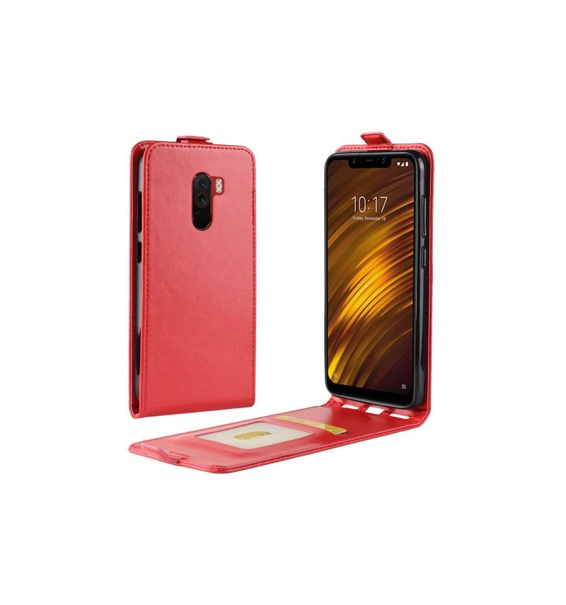 Etui Pocophone F1 Flip Cover Lodret Imiteret Læder