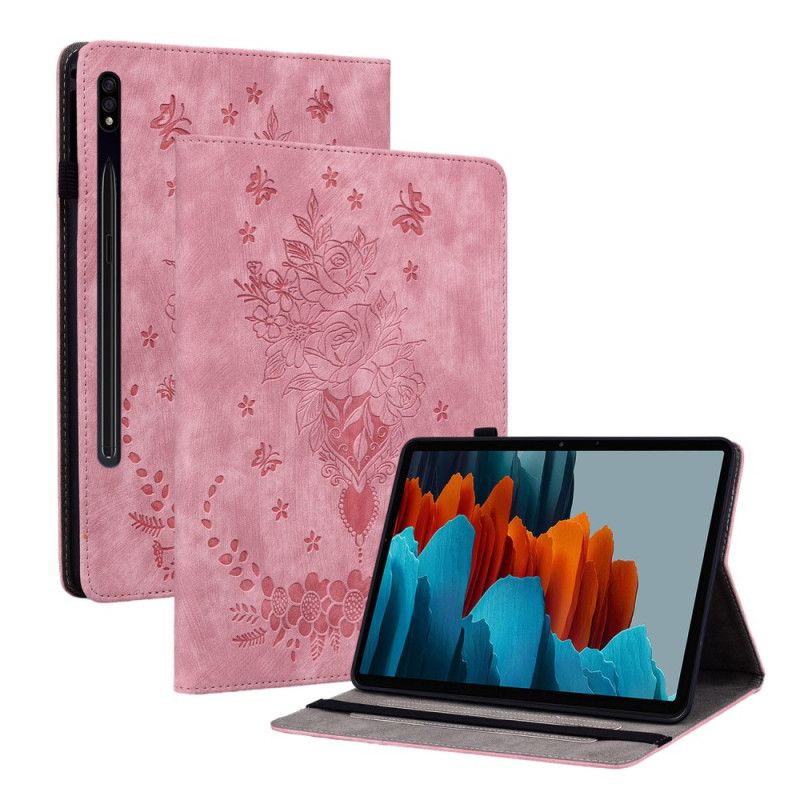 Etui Samsung Galaxy Tab S9 Plus Sommerfugle Og Roser