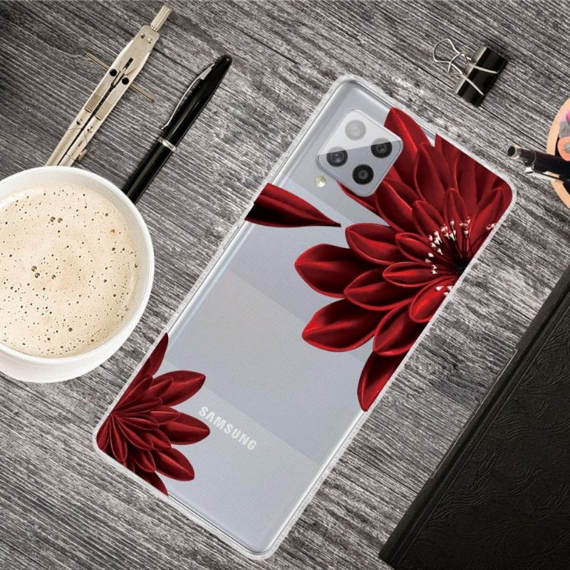 Cover Samsung Galaxy A42 5G Rød Blomst