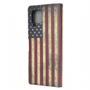 Læder Cover Samsung Galaxy A42 5G Original Vintage Amerikansk Flag