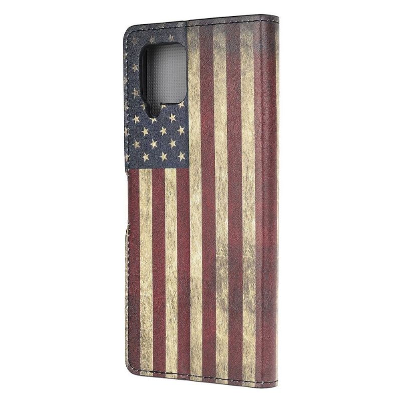 Læder Cover Samsung Galaxy A42 5G Original Vintage Amerikansk Flag