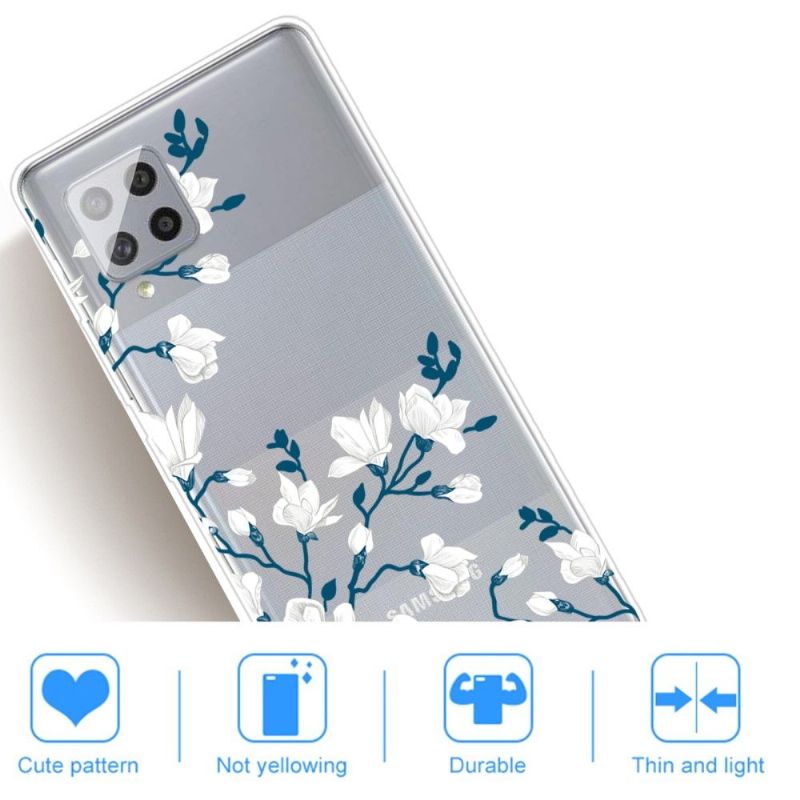 Mobilcover Samsung Galaxy A42 5G Original Hvide Blomster