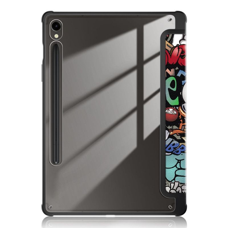 Samsung Galaxy Tab S9 Graffiti Transparent Ryg Stylus Holder