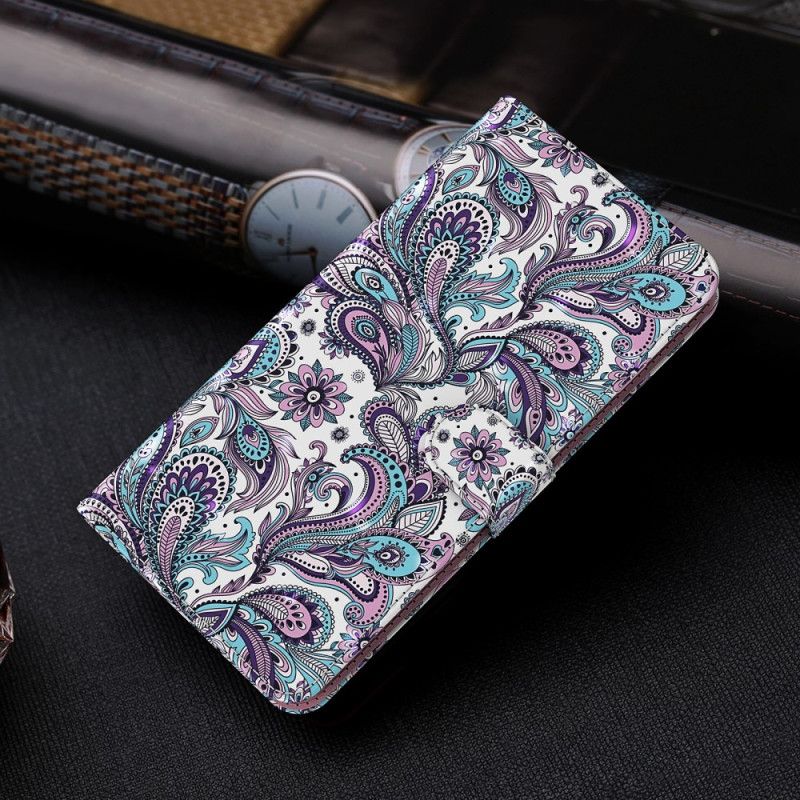 Læder Cover Google Pixel 8 Pro Telefon Etui Paisley Mønster Med Rem