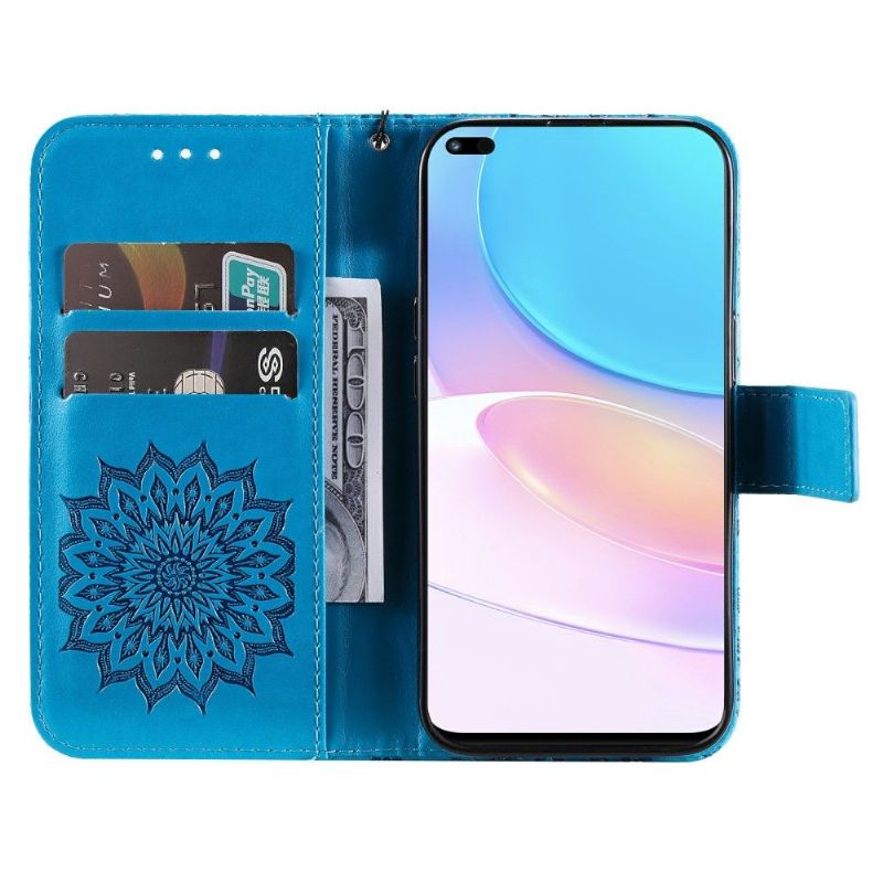 Flip Cover Huawei Nova 8i / Honor 50 Lite Hemming Med Snor Solsikke