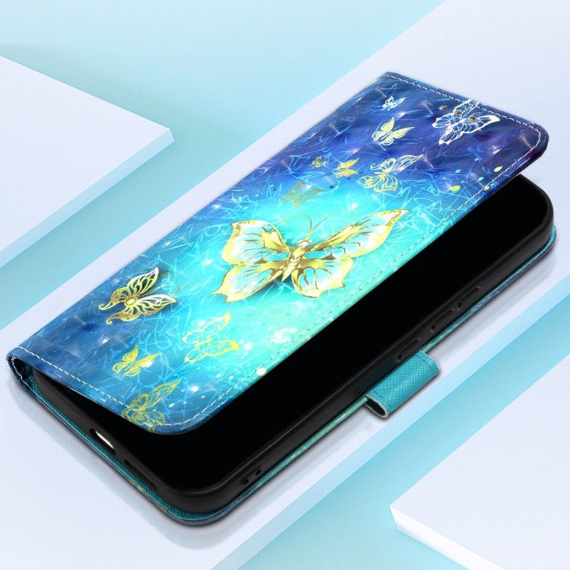 Flip Cover Til Oppo Reno 11 Pro 5g Gyldne Sommerfugle