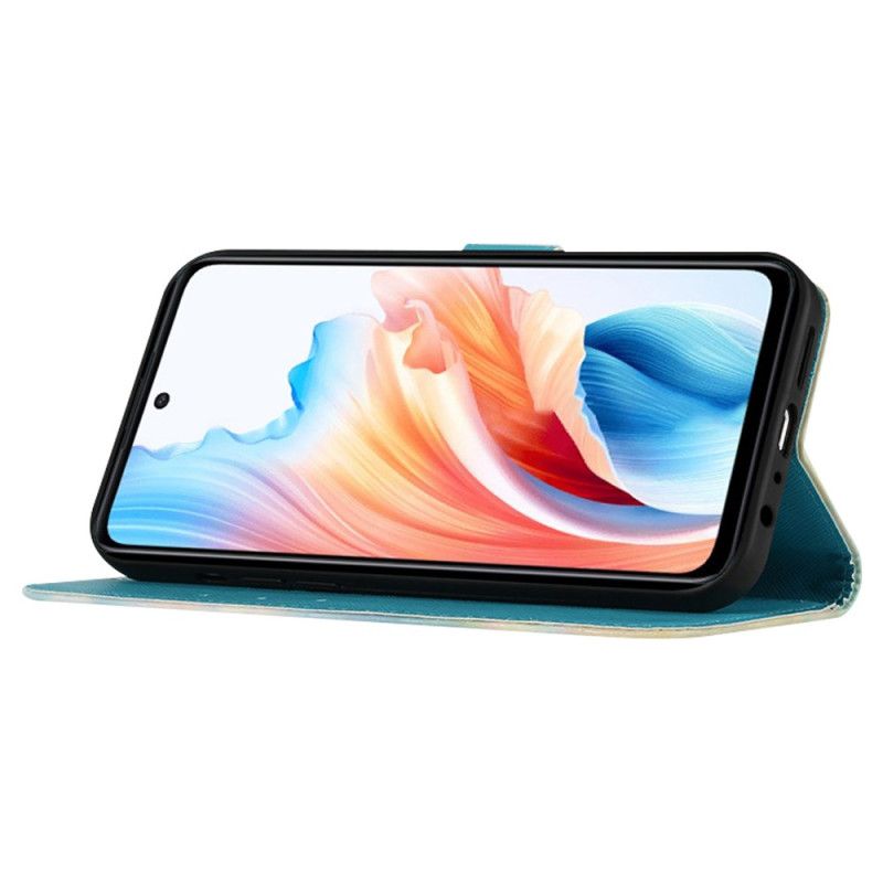 Læder Cover Oppo Reno 11 Pro 5g Telefon Etui Akvarel Drømmefanger