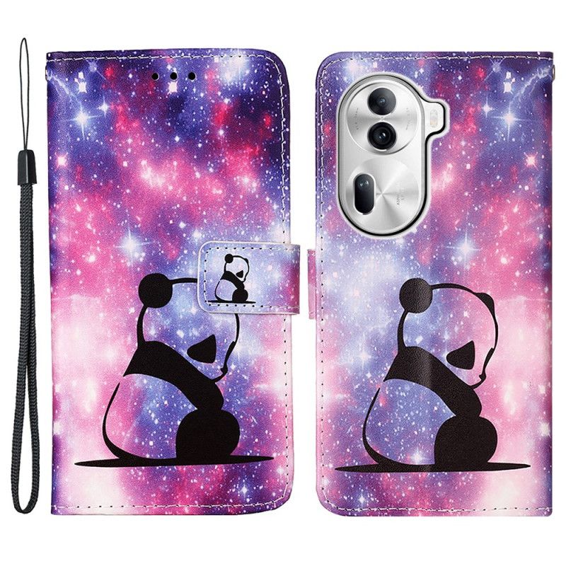 Læder Cover Oppo Reno 11 Pro 5g Telefon Etui Baby Panda Med Rem