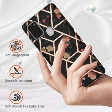 Cover Samsung Galaxy A21s Anti-fald Marmor Og Blomster