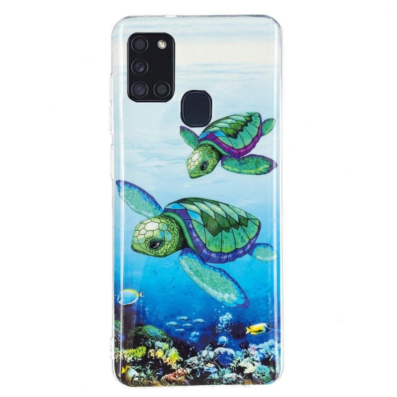 Cover Samsung Galaxy A21s Fluorescerende Skildpadder