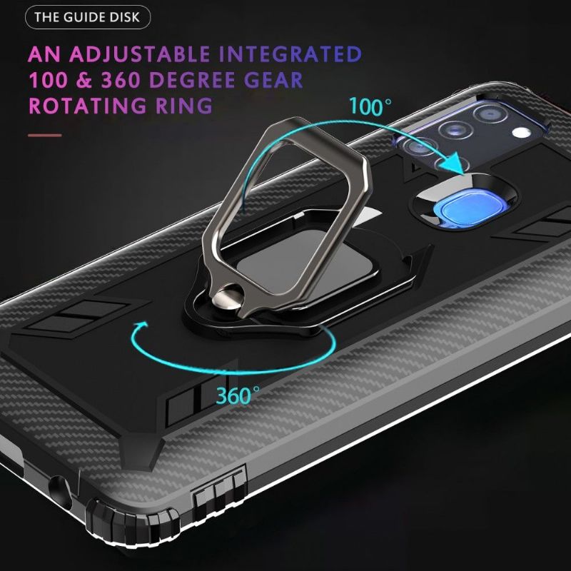 Cover Samsung Galaxy A21s Hemming Carbonlook Med Støttering