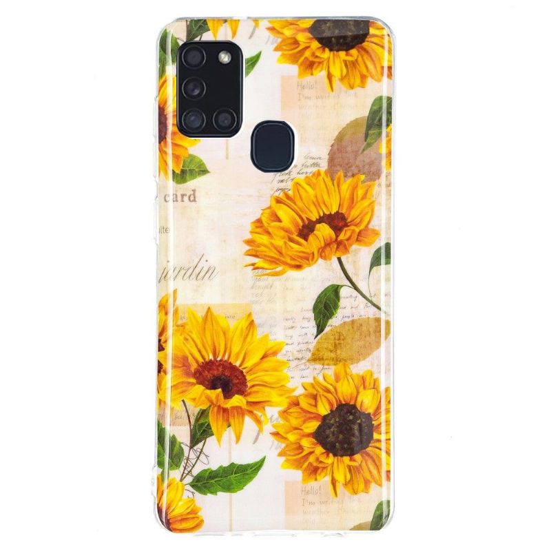 Cover Samsung Galaxy A21s Vintage Solsikke Fluorescerende