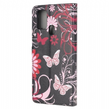 Flip Cover Samsung Galaxy A21s Sommerfugle Og Blomster