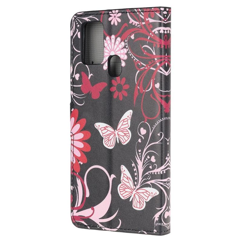 Flip Cover Samsung Galaxy A21s Sommerfugle Og Blomster