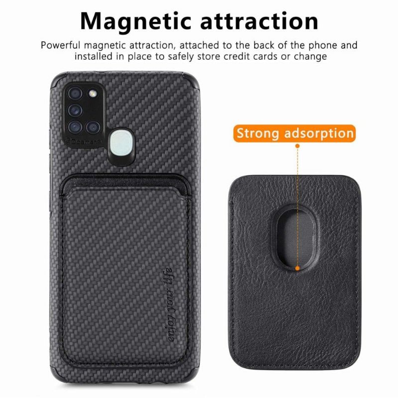 Mobilcover Samsung Galaxy A21s Carbon Fiber Magnetic Card Holder