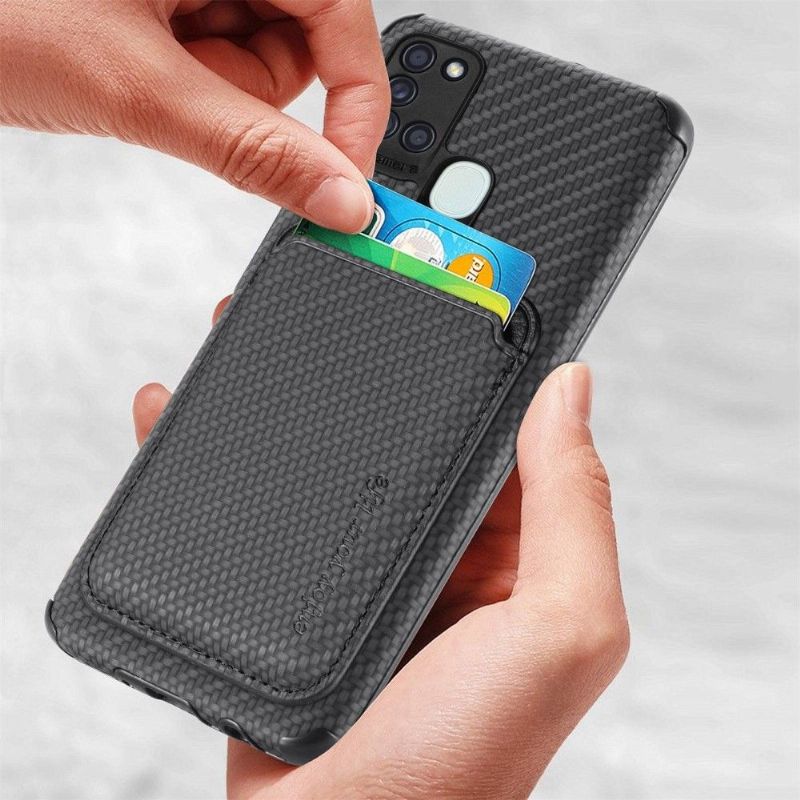 Mobilcover Samsung Galaxy A21s Carbon Fiber Magnetic Card Holder