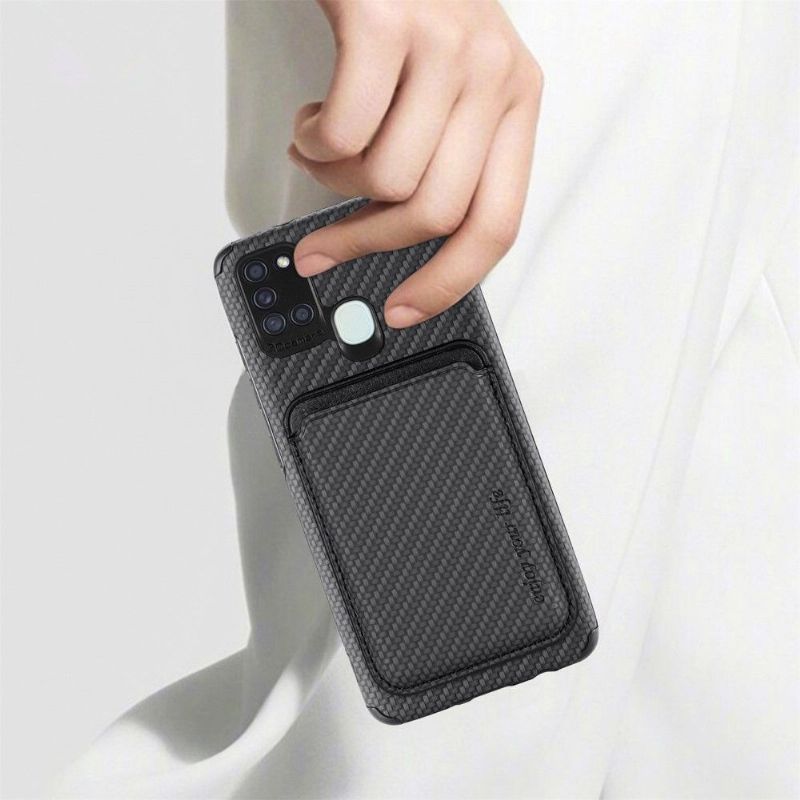 Mobilcover Samsung Galaxy A21s Carbon Fiber Magnetic Card Holder