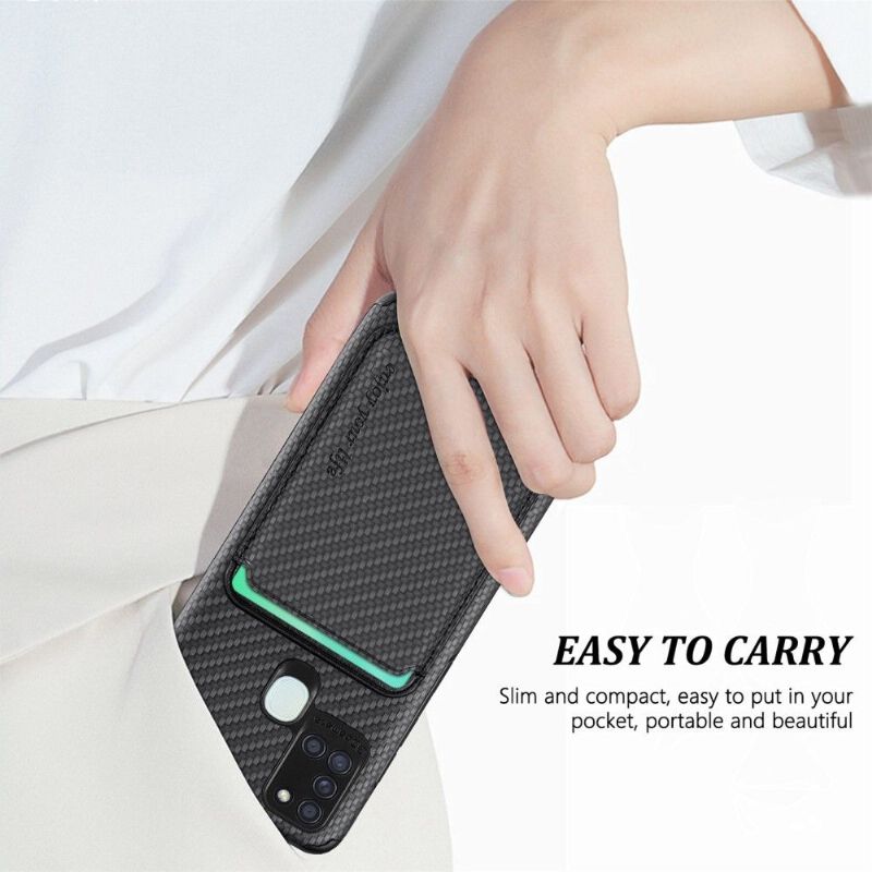 Mobilcover Samsung Galaxy A21s Carbon Fiber Magnetic Card Holder