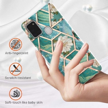 Mobilcover Samsung Galaxy A21s Original Marmor Og Hvide Blomster