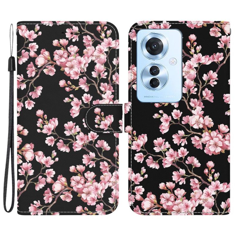 Flip Cover Oppo Reno 11f 5g Blommeblomster Med Rem