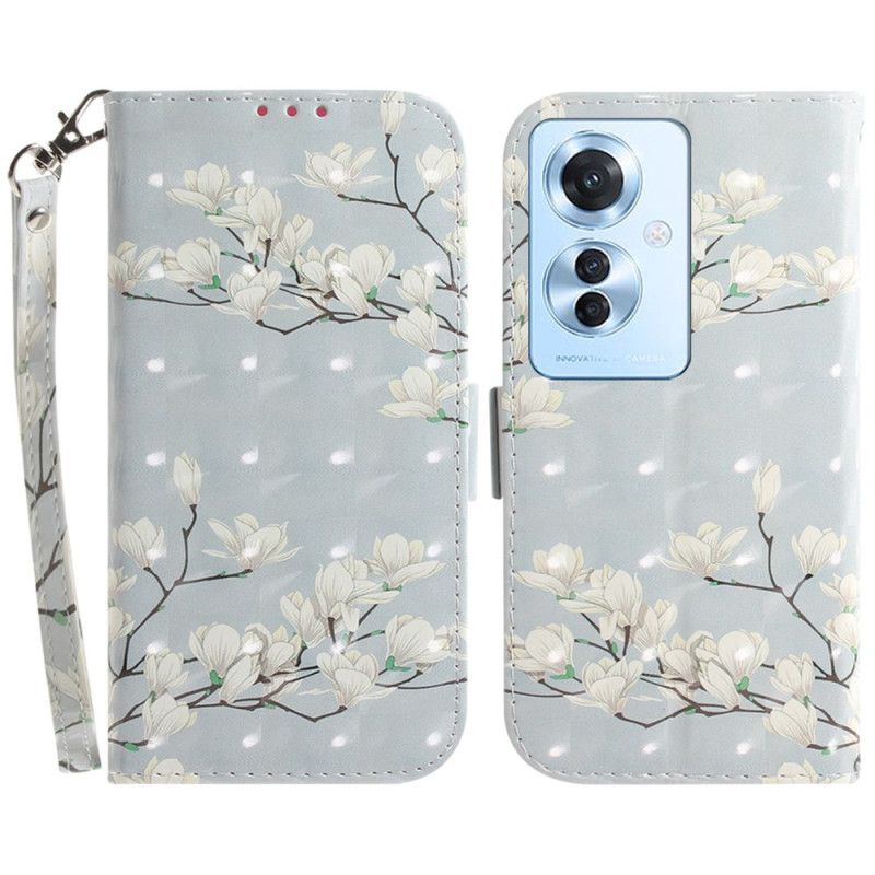 Flip Cover Til Oppo Reno 11f 5g Stribede Magnoliaer