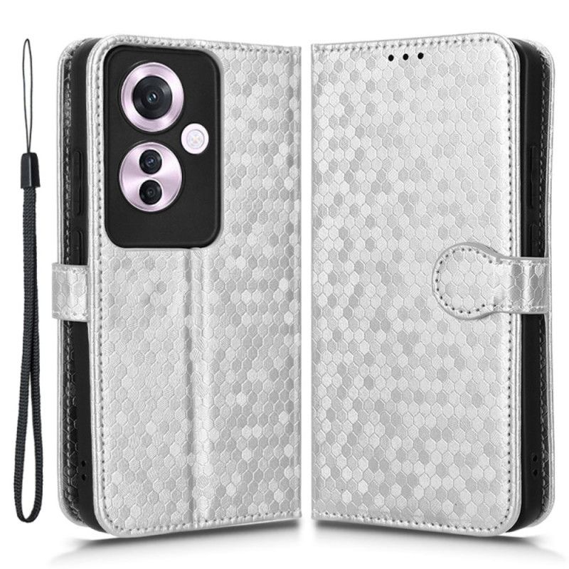 Læder Cover Oppo Reno 11f 5g Telefon Etui Shiny Dots Lanyard