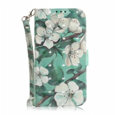 Flip Cover iPhone 14 Plus Med Snor Strop Blomstergrene