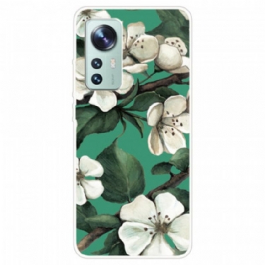 Cover Xiaomi 12 / 12X Silikone Hvide Blomster