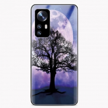Cover Xiaomi 12 / 12X Træ Og Måne Hærdet Glas