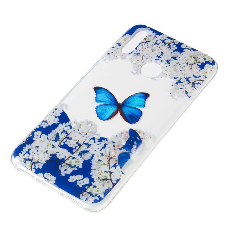 Mobilcover Huawei Y7 2019 Original Blomstrende Blå Sommerfugl