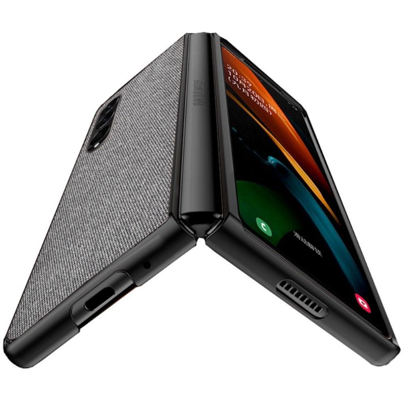 Cover Samsung Galaxy Z Fold 3 5G Hemming Lædereffekt I Stofstil