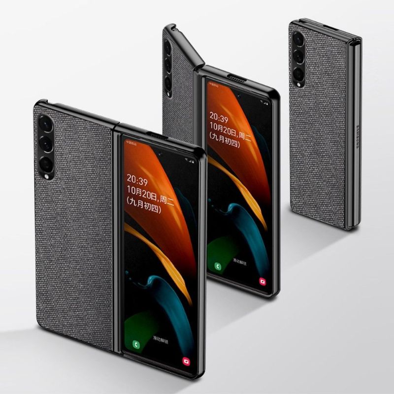 Cover Samsung Galaxy Z Fold 3 5G Hemming Lædereffekt I Stofstil