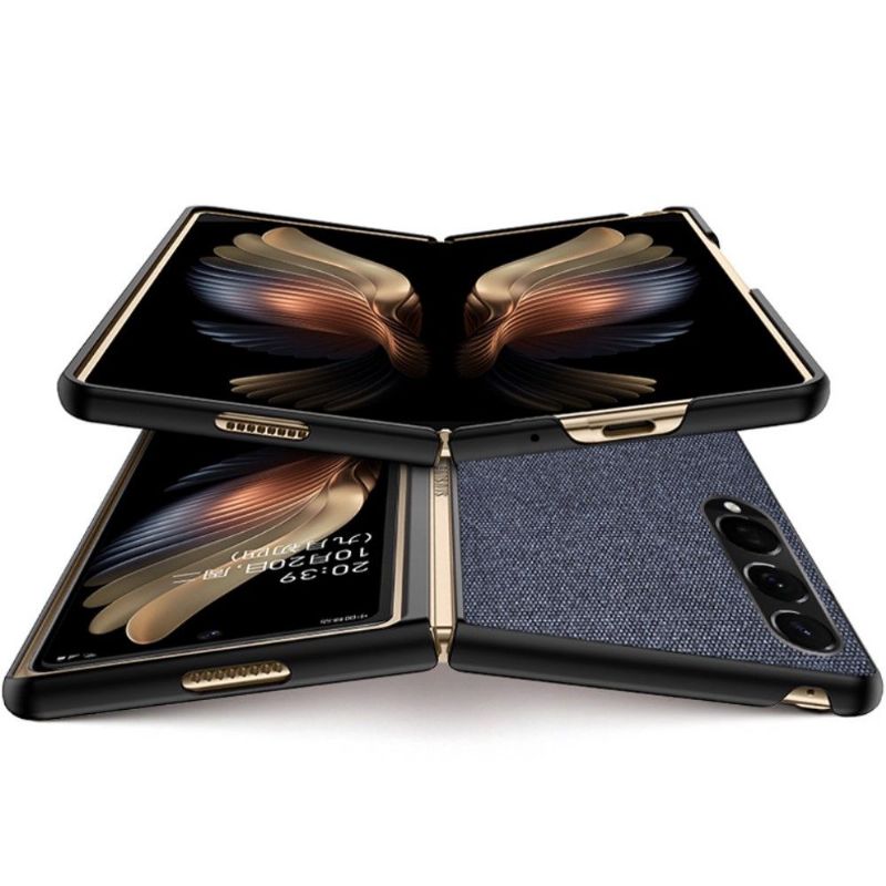 Cover Samsung Galaxy Z Fold 3 5G Hemming Lædereffekt I Stofstil