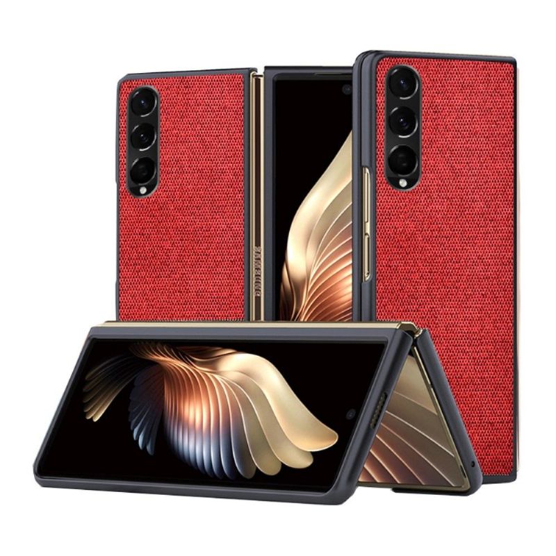 Cover Samsung Galaxy Z Fold 3 5G Hemming Lædereffekt I Stofstil