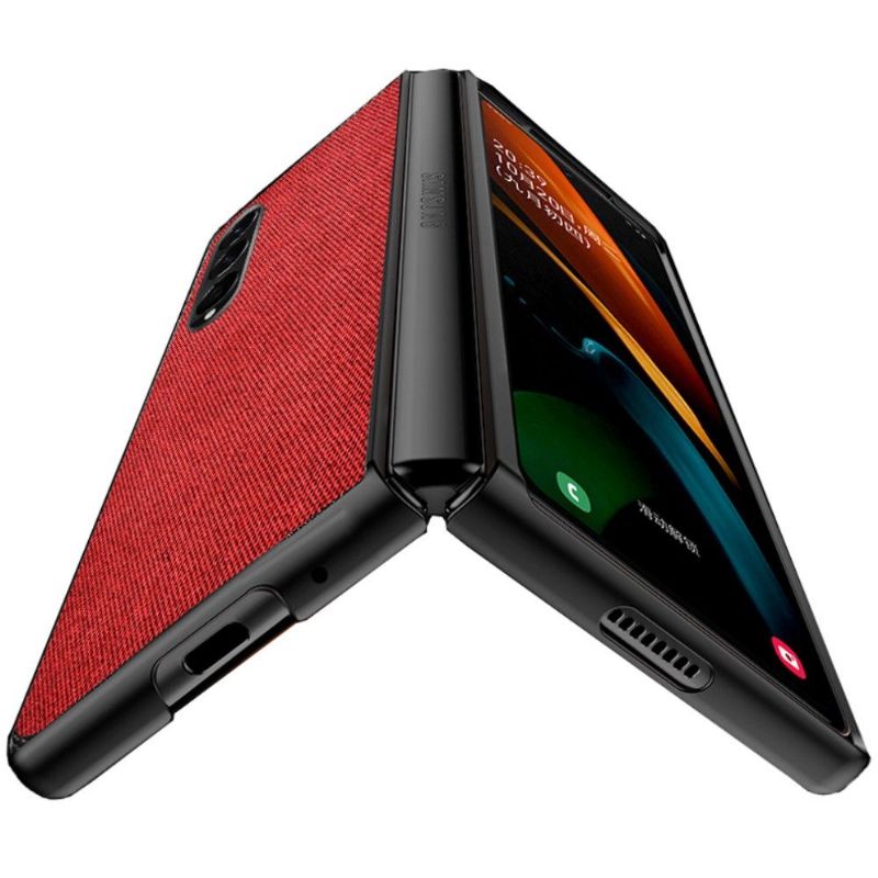 Cover Samsung Galaxy Z Fold 3 5G Hemming Lædereffekt I Stofstil