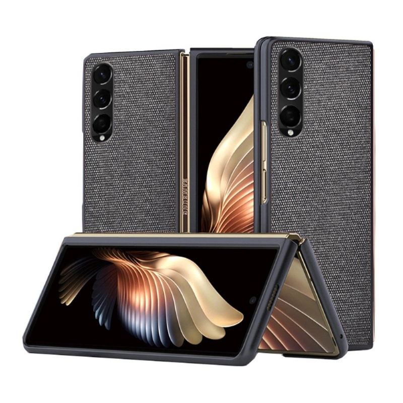 Cover Samsung Galaxy Z Fold 3 5G Hemming Lædereffekt I Stofstil