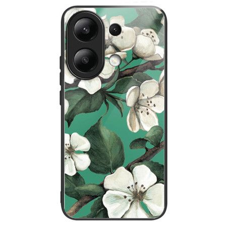 Cover Til Xiaomi Redmi Note 13 4g Hvide Blomster Af Hærdet Glas