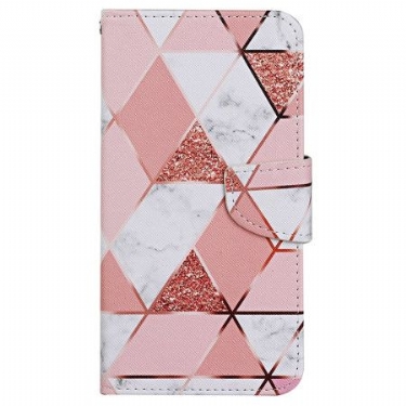 Flip Cover Xiaomi Redmi Note 13 4g Pink Marmor Og Guldrem