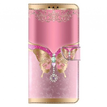 Flip Cover Xiaomi Redmi Note 13 4g - Pink Og Guld Sommerfugl