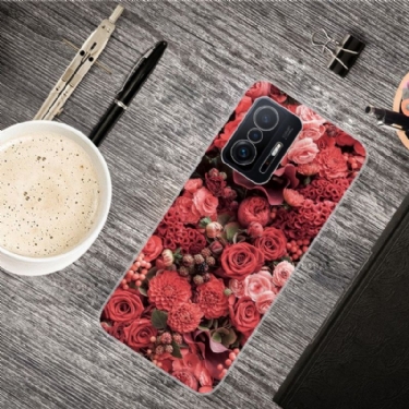 Cover Xiaomi 11T / 11T Pro Hemming Rød Blomst